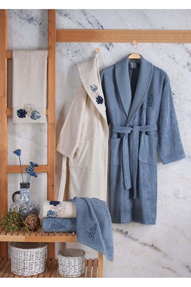 Okya Mirabell Bathrobe Set 70% Bamboo 30% Cotton 6 Pcs J128