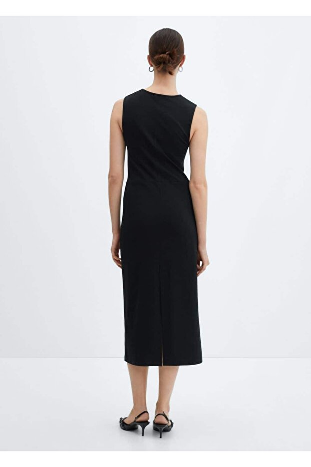 Düğümlü pamuklu elbise - 4