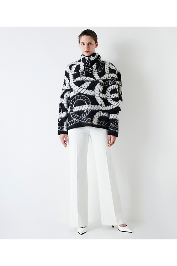 Pullover mit Schal-Accessoires - 5