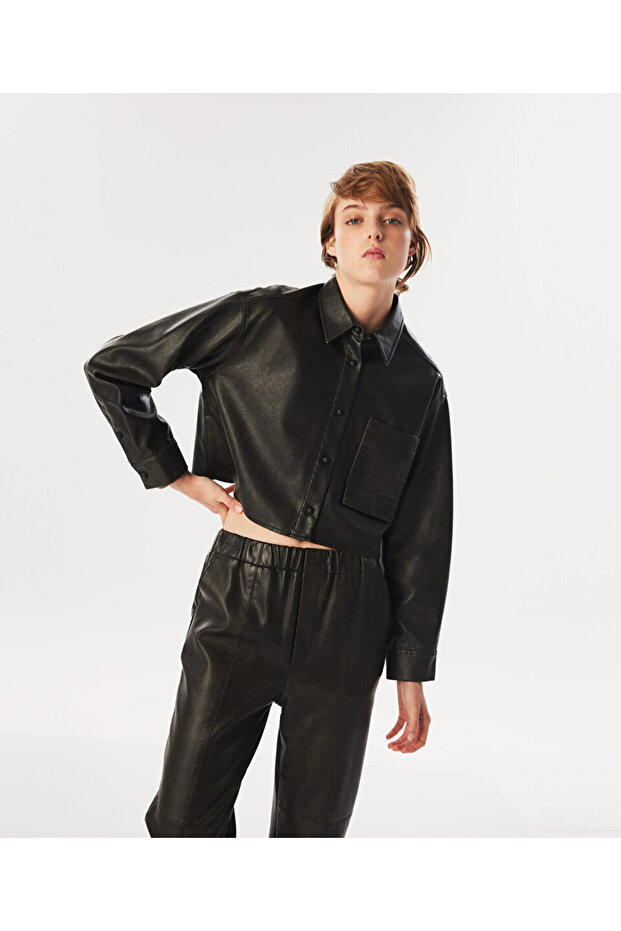 Oversize Leather Look Shirt