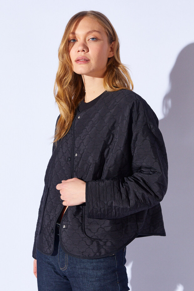 Kapitoneli Mevsimlik Bomber Ceket Siyah | MKW351137-01 - 8