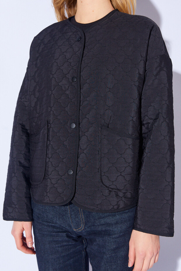 Kapitoneli Mevsimlik Bomber Ceket Siyah | MKW351137-01 - 5