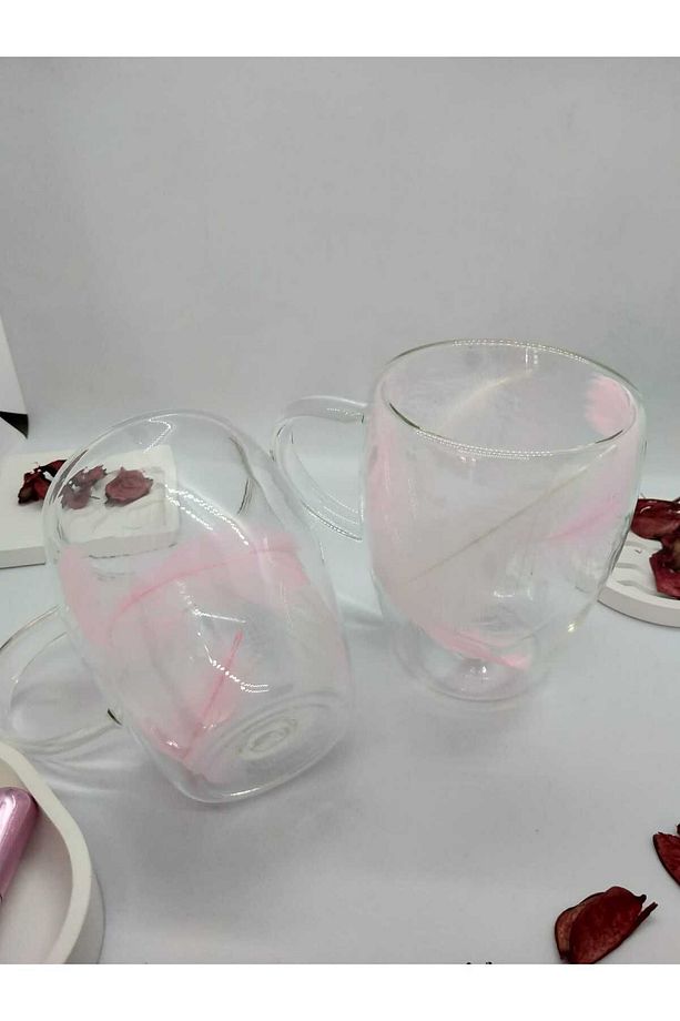 Isıya Dayanıklı Çift Cidarlı Kurutulmuş Canlı Çiçekli Kupa - 6