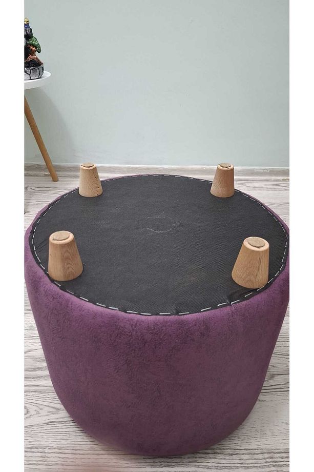Ahşap Ayaklı Nubuk Yuvarlak Puf&bench Koltuk/tabure - 6