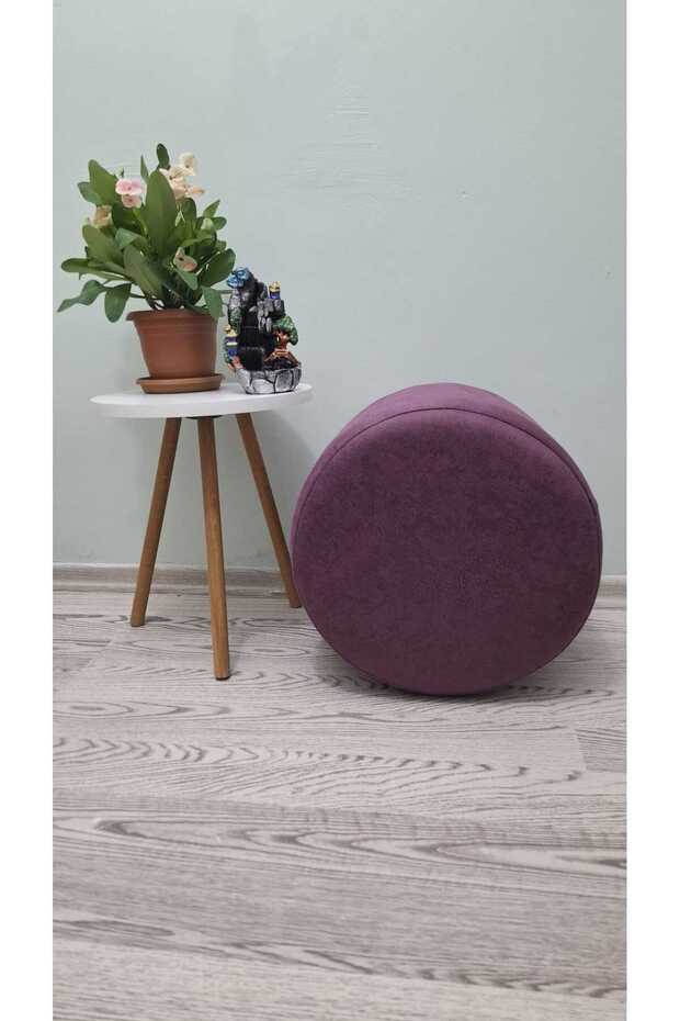 Ahşap Ayaklı Nubuk Yuvarlak Puf&bench Koltuk/tabure - 3