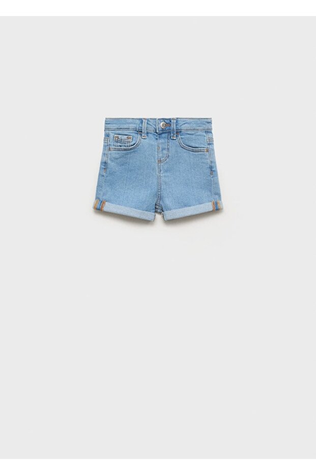 Kıvrılmış Paçalı Denim Şort - 3