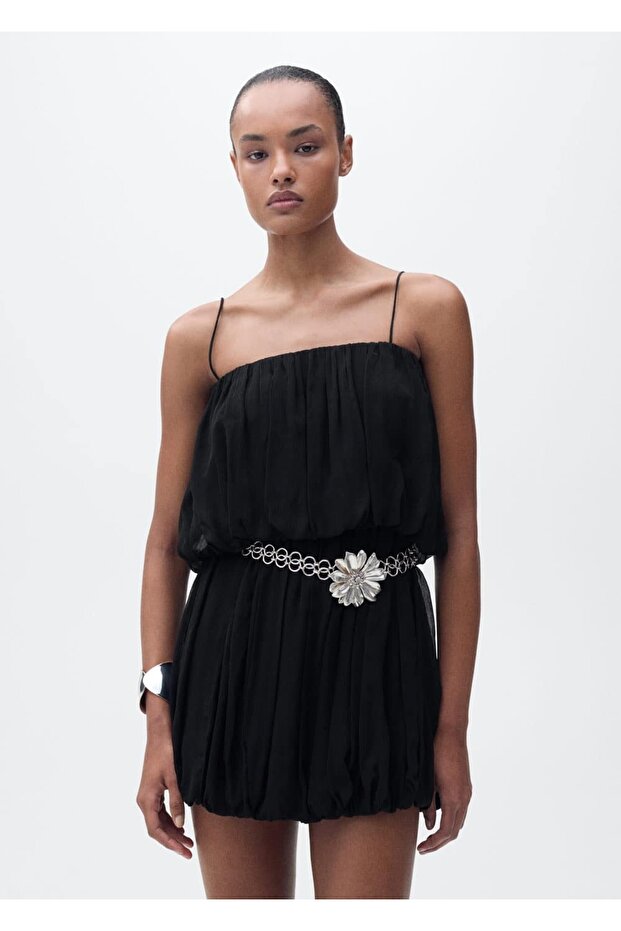 Büzgülü balon elbise - 1