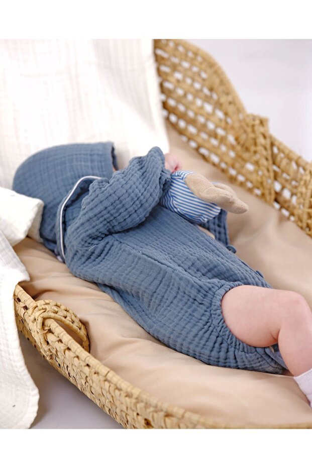 Poyraz Romper Set | Şapka ve Romper | Multimüslin kumaş - 3