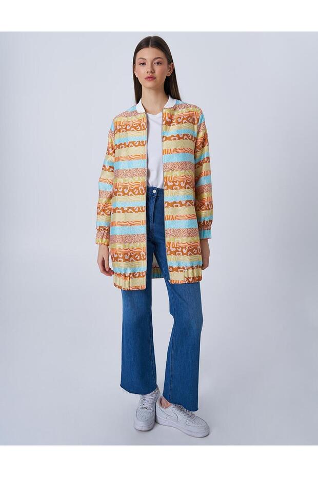 سترة برتقالية منقوشة مجردة - 4