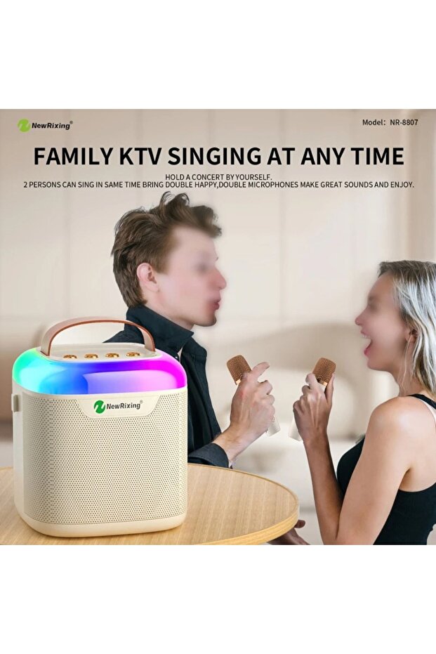 Karaoke Bluetooth Hoparlör – Kablosuz, Rgb Işıklı, 2 Mikrofonlu, Taşınabilir Eğlence Sistemi - 4