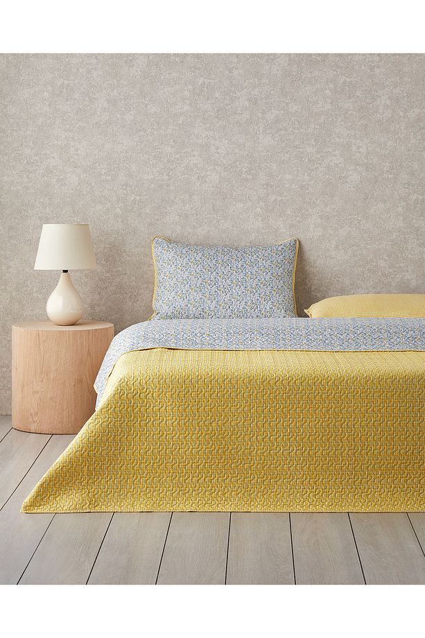 Azure Bloom Çok Amaçlı Tek Kişilik Yatak Örtüsü Takımı 160x220 cm Sarı - 2