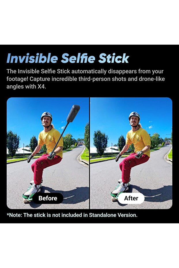 كاميرا أكشن insta360 X4-8K مقاومة للماء بزاوية 360 درجة، فيديو بزاوية عريضة 4K، تأثير عصا سيلفي غير مرئية - 3