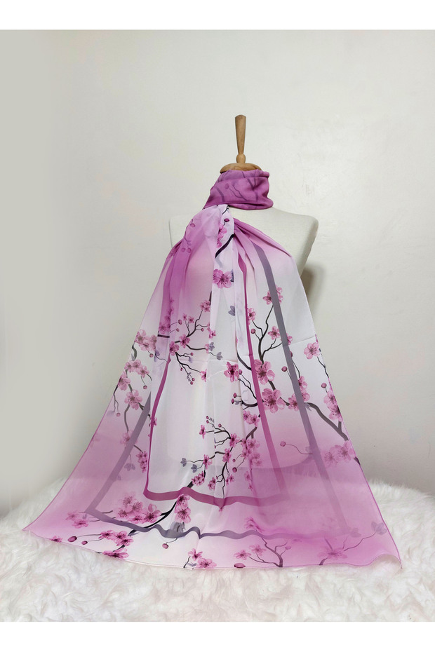 شال شيفون بنمط زهرة متدرجة - 2