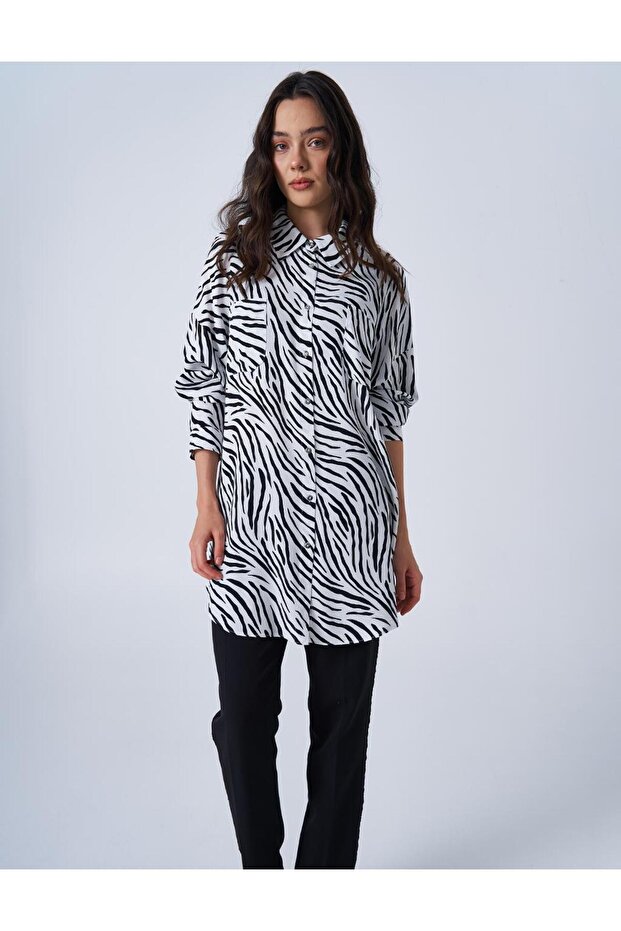 Zebra Patterned Black Tunic - 2