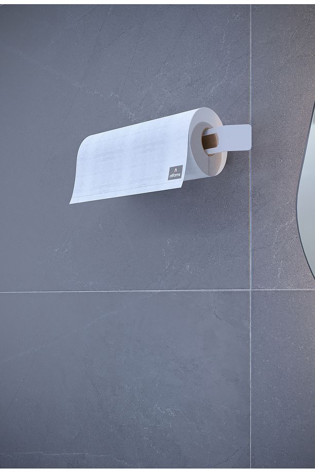 Beyaz Metal Yapışkanlı Kağıt Havluluk, Kağıt Havlu Askısı, Peçetelik, Banyo Mutfak Askısı - 6