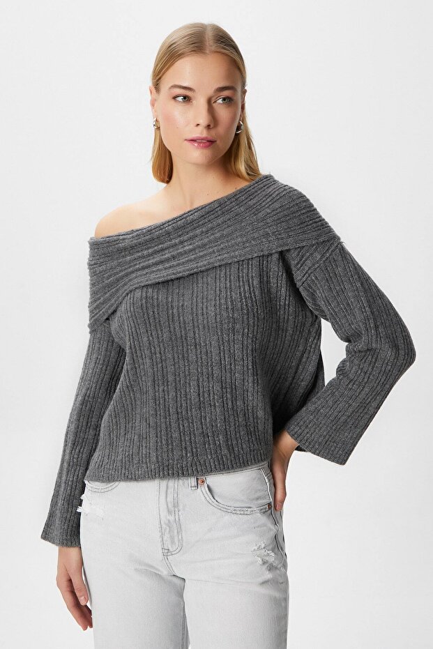 Дамски пуловер Perla Anthracite Soft Texture - 3