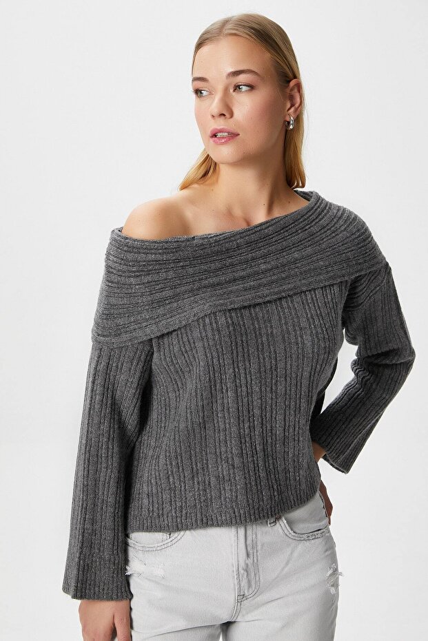 Дамски пуловер Perla Anthracite Soft Texture - 1