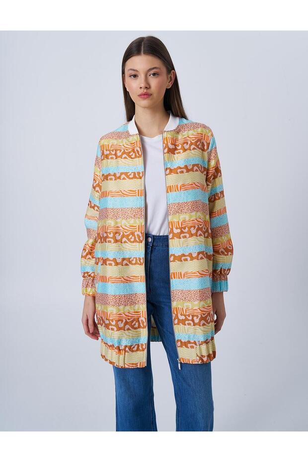 سترة برتقالية منقوشة مجردة - 1