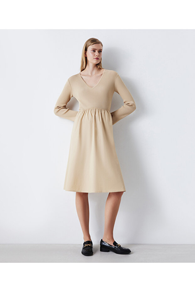 Knitwear mix midi dress
