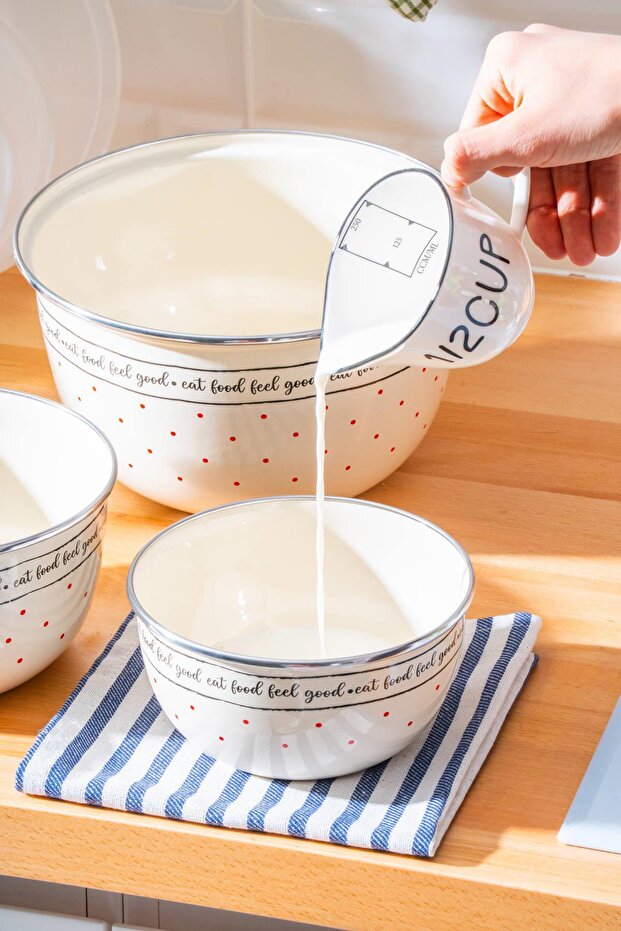 Feel Good Emaye 3 lü Saklama ve Karıştırma Kabı - 6