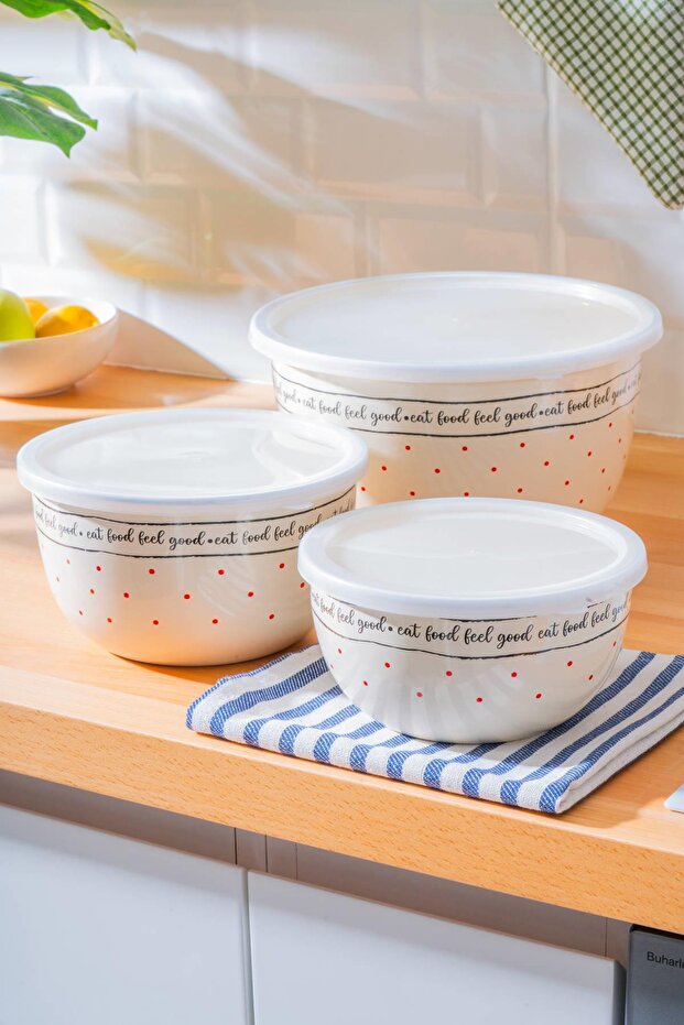 Feel Good Emaye 3 lü Saklama ve Karıştırma Kabı - 1