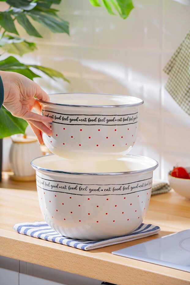 Feel Good Emaye 3 lü Saklama ve Karıştırma Kabı - 4