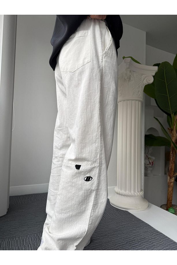 GG Nakışlı Linen Keten Pantolon - 5
