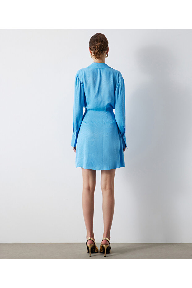 Jakarlı mini elbise - 6