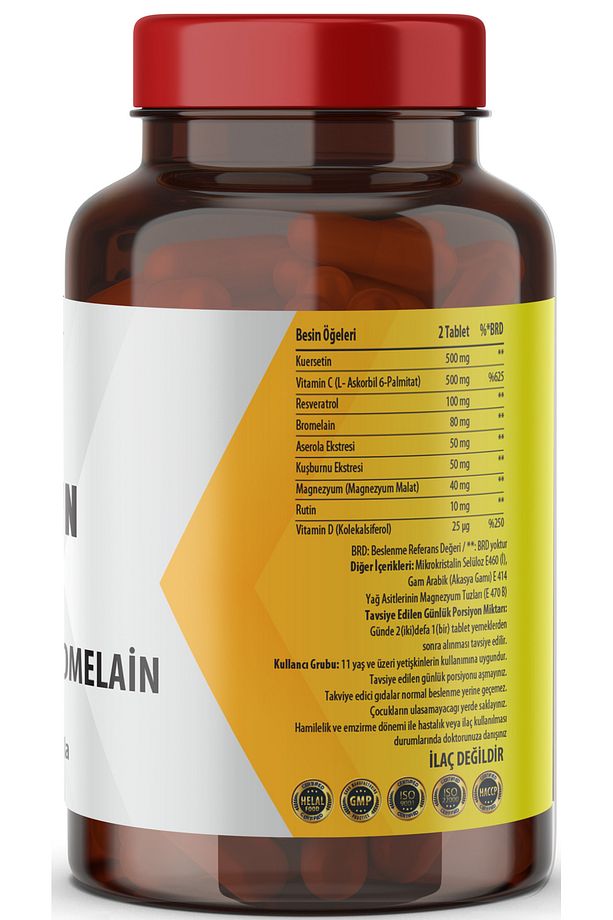 Quercetin Ester C Resveratrol Bromelain Vitamin D Magnezyum Aserola 60 Tablet - 2