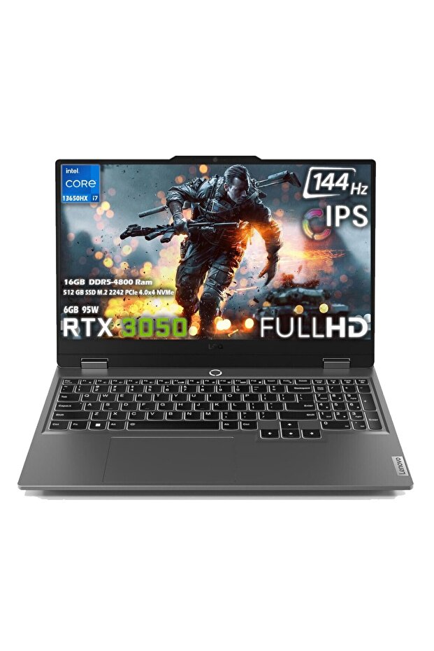 LOQ 15IRX9 Intel Core i7 13650HX 16GB 512GB SSD RTX 3050 6GB (95W) 15.6" FHD IPS Fdos 83DV011ATRN1 - 1