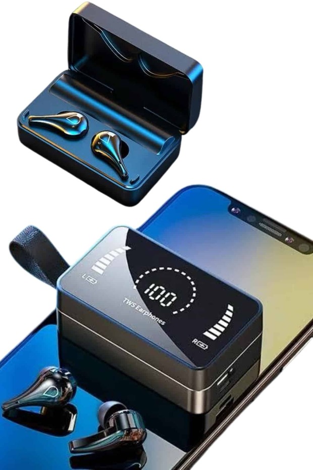 TWS Bluetooth Kulaklık Kablosuz Uzun Pil Ömrü Dijital Göstergeli Powerbank - 2