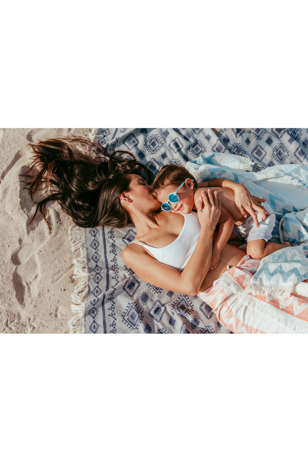 COTTON BEACH BLANKETS- KILIM DENIM