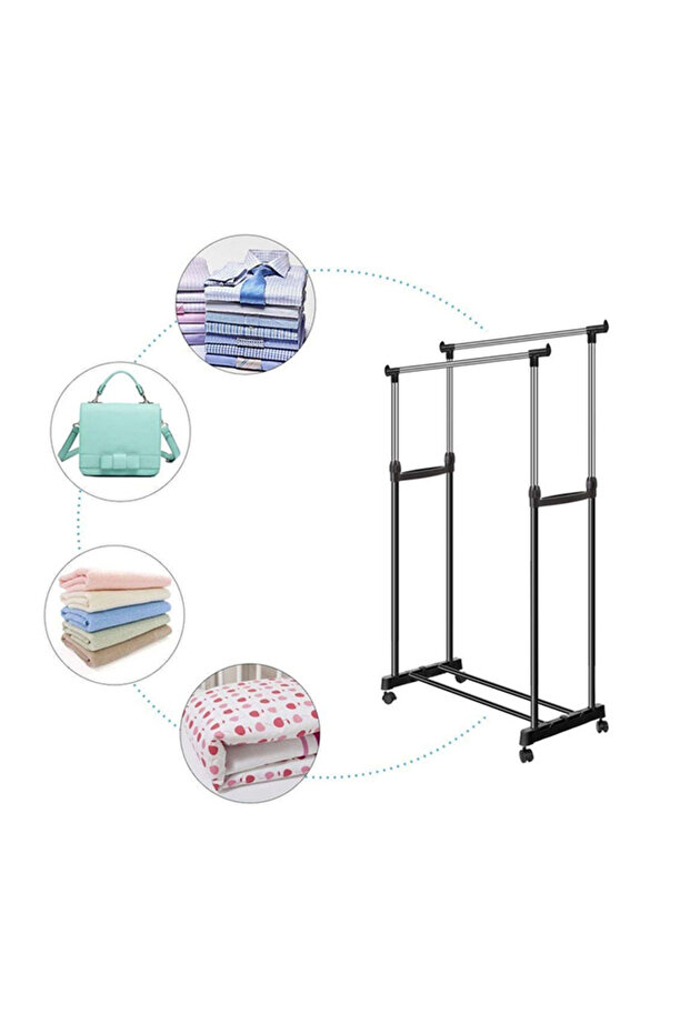 Home simple assembly double pole drying rack - 5