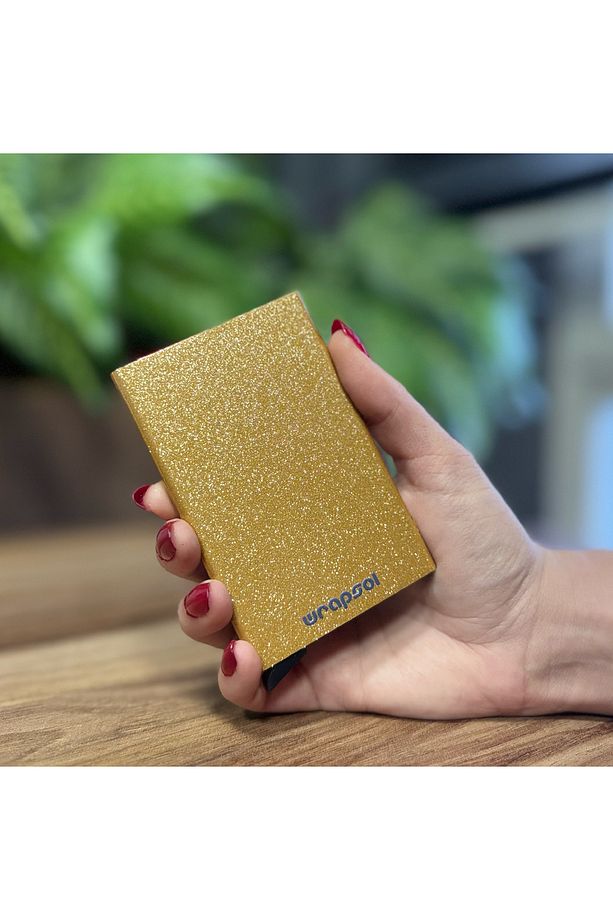 Mekanizmalı Kartlık Rfid Korumalı Alüminyum Otomatik Mekanizmalı Kredi Kartlık Renkli Simli Altın - 3