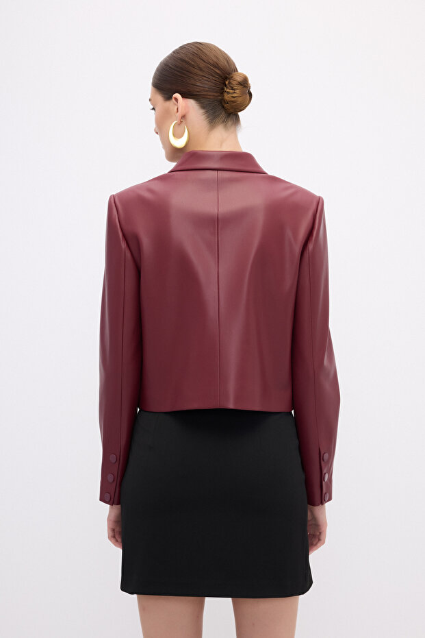 Crop Deri Ceket - 7