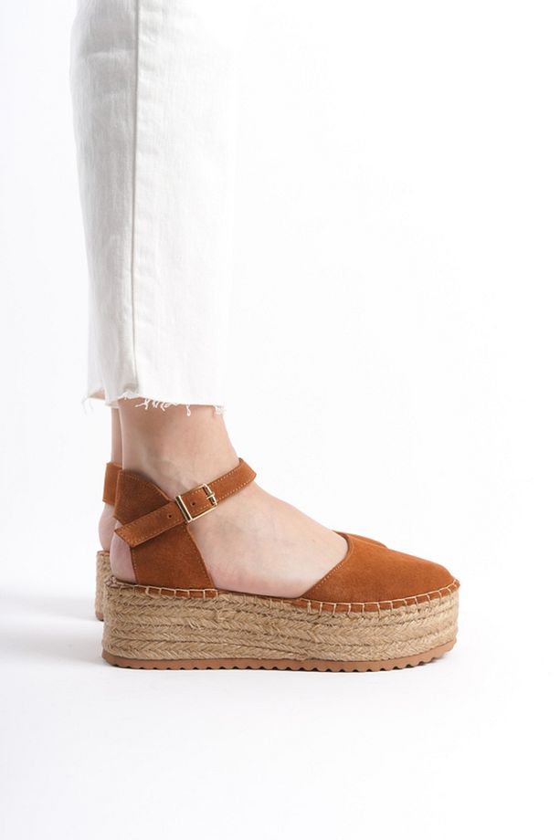 Kadın Süet Platform Espadril Taba -mcrgn291-tb - 4