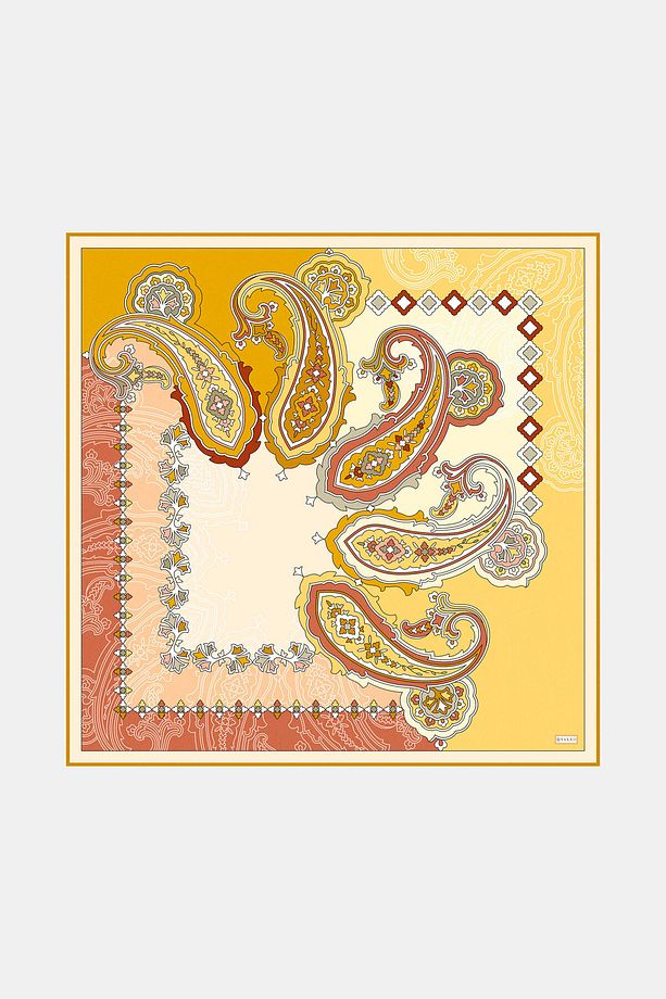 SARI ŞAL DESENLİ TWILL EŞARP - 1