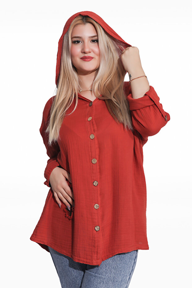 MÜSLİN KAPŞONLU GÖMLEK - 1