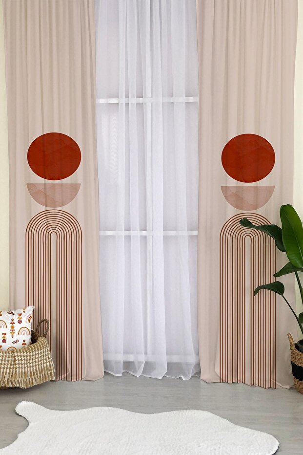Modern Pattern Velvet Baby and Children's Room Background Curtain - Brown