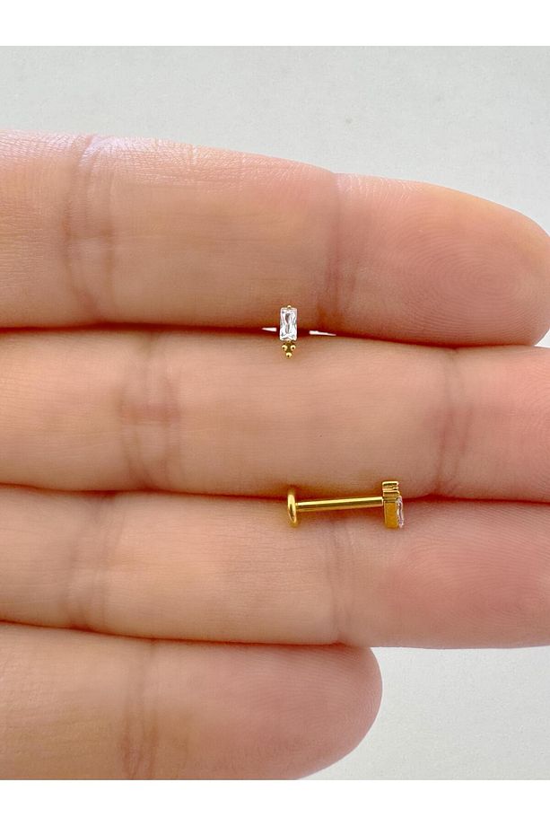 1 adet G23 TİTANİUM ( titanyum ) tragus helix kıkırdak uyumlu piercing - 1