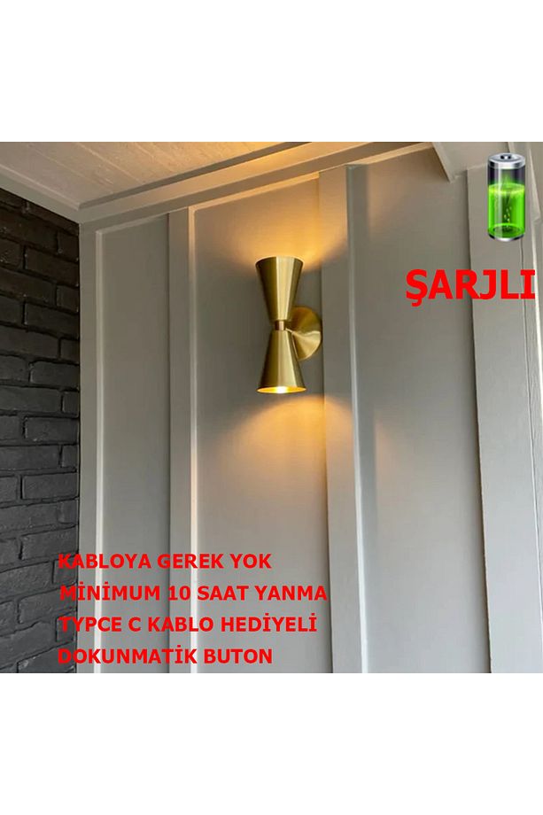 Nordic Şarjlı Dimmerlı Dokunmatik  Eskitme Aplik - Gün Işığı - 1