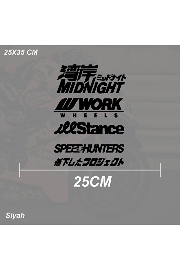 منتصف الليل JDM الزجاج الأمامي الخلفي ملصق السيارات دراجة نارية ملصق ملصق نموذج ديكور