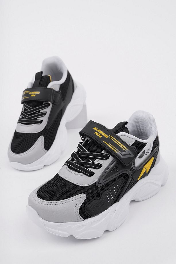 Panter Kalın Taban Cırtlı Ve Bağcıklı Unisex Çocuk Sneaker Spor Ayakkabı - 1