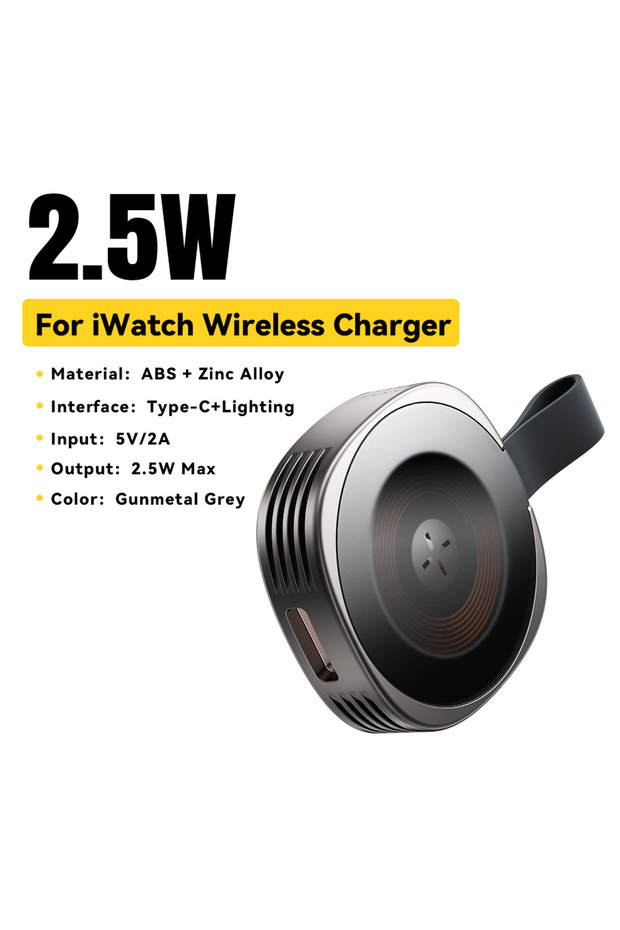 ESSAGER Gunmetal grey Essager Magnetic Wireless Charger for Watch 8 7 6 5 4 3 2 SE Portable USB Typ