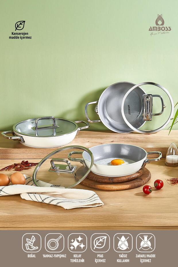 Sera Nova 6 Piece Ceramic Pan Set - White
