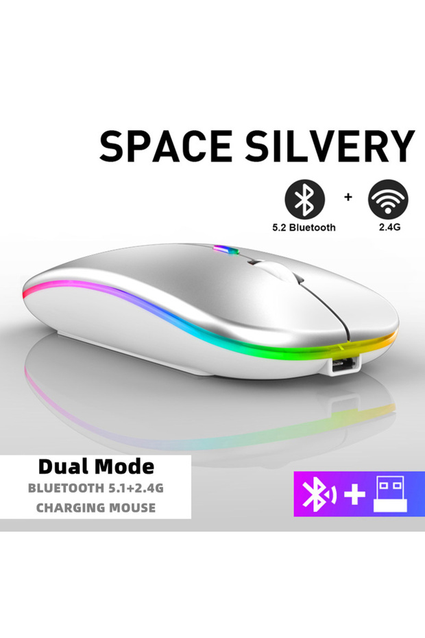 Dual Mode Wireless Tablet Phone Computer Bluetooth Wireless Mouse Rechargeable RGB Backlight Mice fo - 1