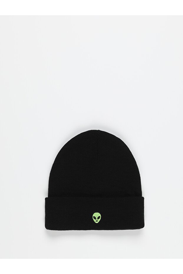 Men's Black Patterned Beret - 1