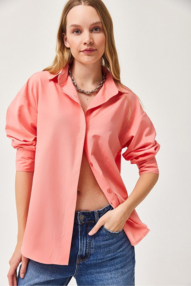 Oversize Basic Gömlek Yavruağzı - 2