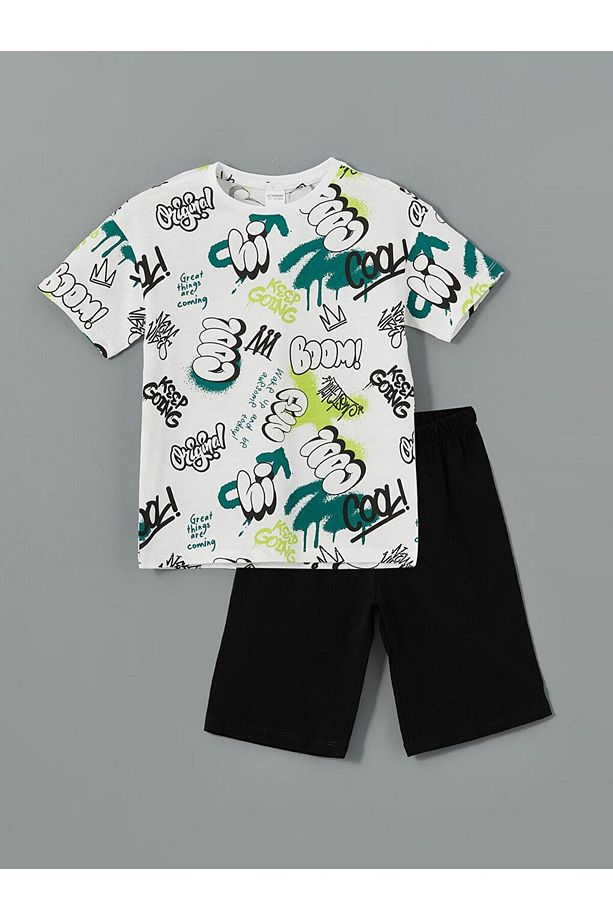 LCW Kids Bisiklet Yaka Erkek Çocuk Şortlu Pijama Takımı - 1
