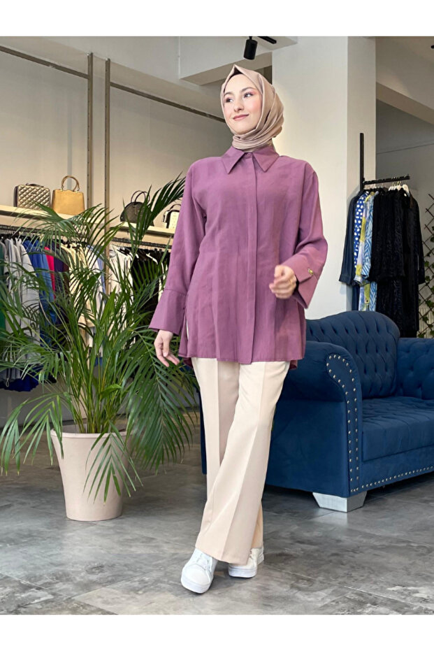 Women's Button Detailed Cotton Tunic 4375